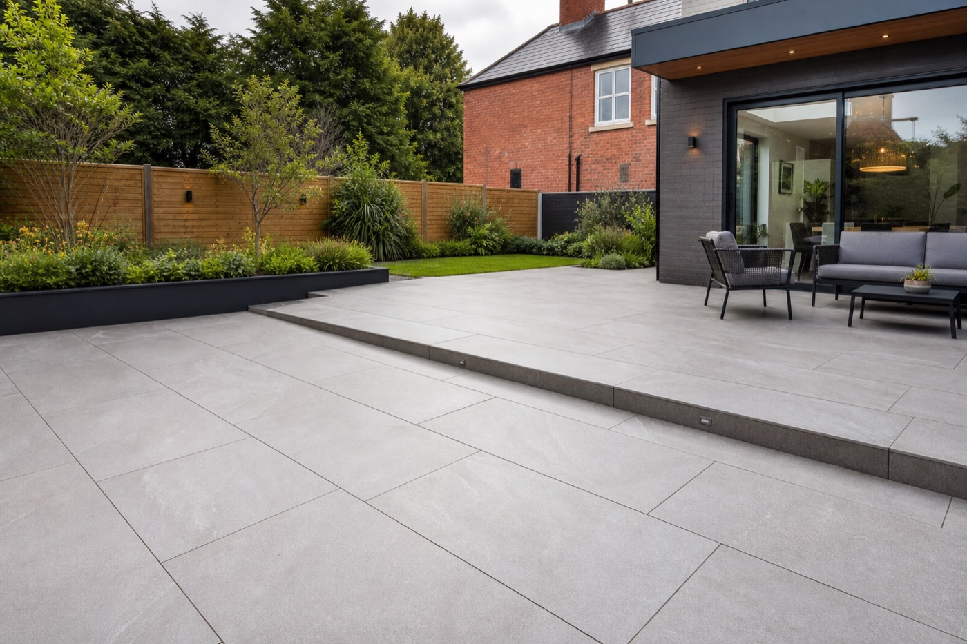 Completed porcelain paving project